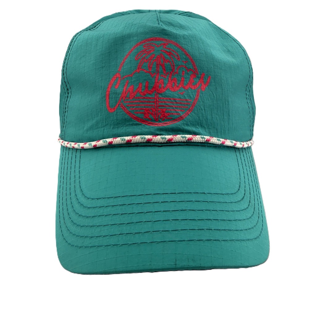 Chubbies Hat Mens OS Teal‎ Ripstop Nylon Rope Snapback Palm Tree Logo Cap